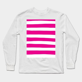 Uneven Stripes in Magenta and White Long Sleeve T-Shirt